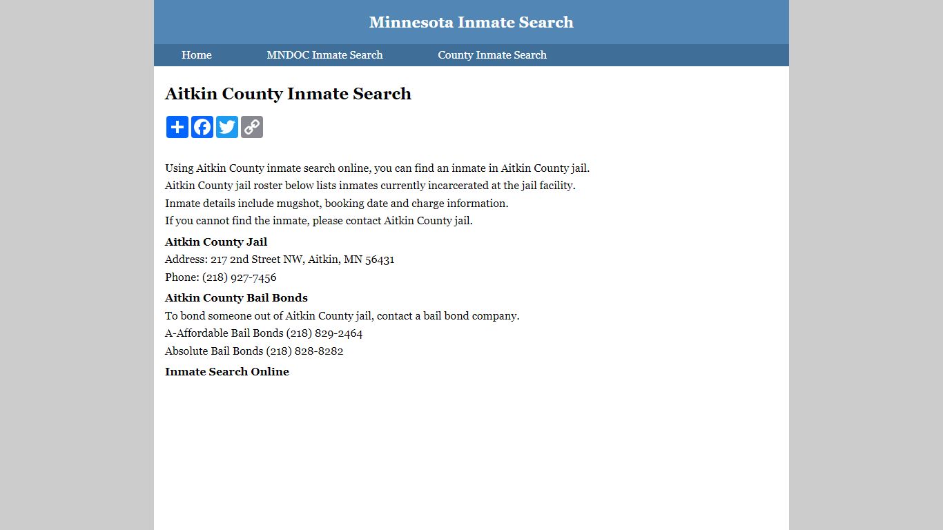 Aitkin County Inmate Search